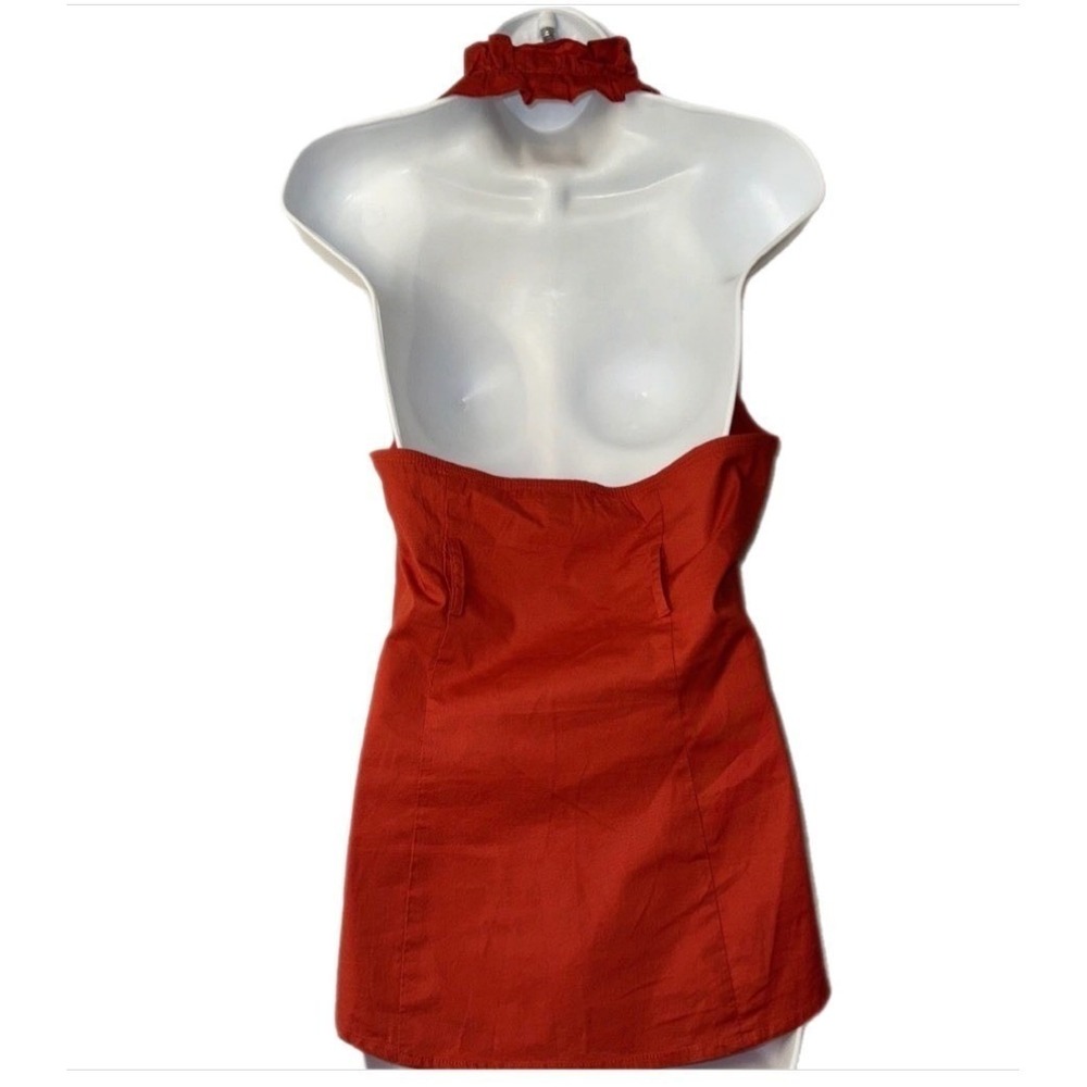 HeartSoul Halter Top Women Large Red Ruffle Neck Cotton Spandex Chic Blouse Boho - Picture 2 of 14